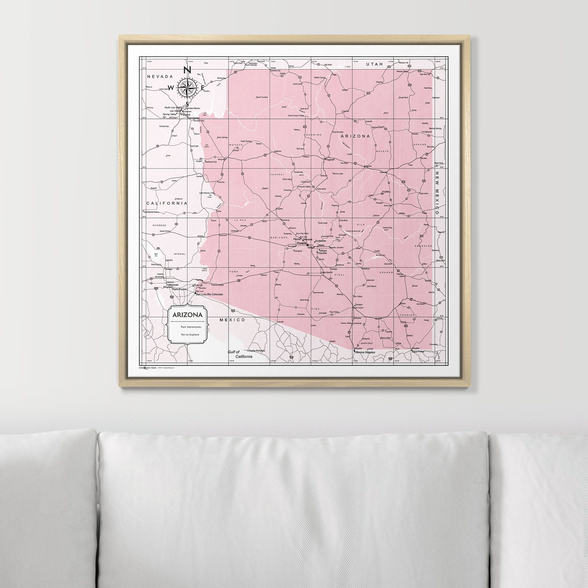 Push Pin Arizona Map (Pin Board) - Pink Color Splash CM Pin Board