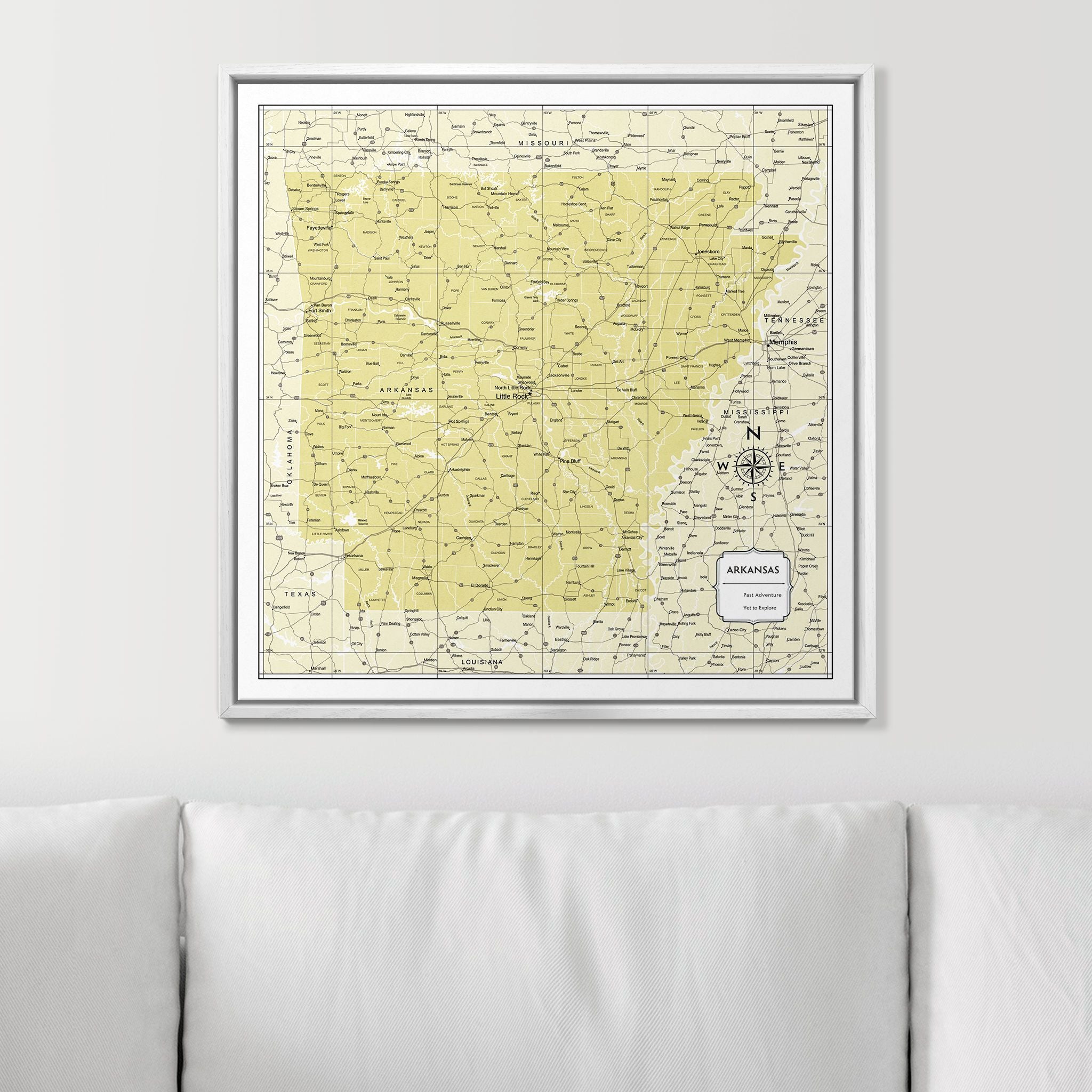 Push Pin Arkansas Map (Pin Board) - Yellow Color Splash CM Pin Board