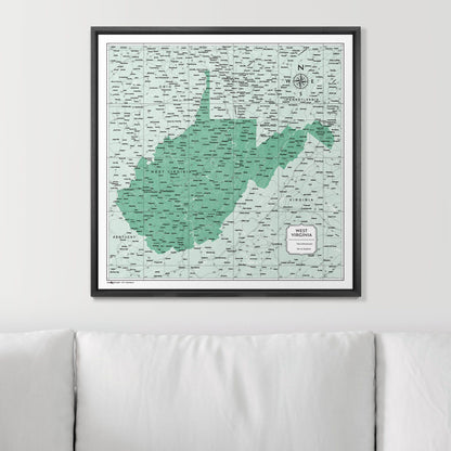 Push Pin West Virginia Map (Pin Board) - Green Color Splash CM Pin Board