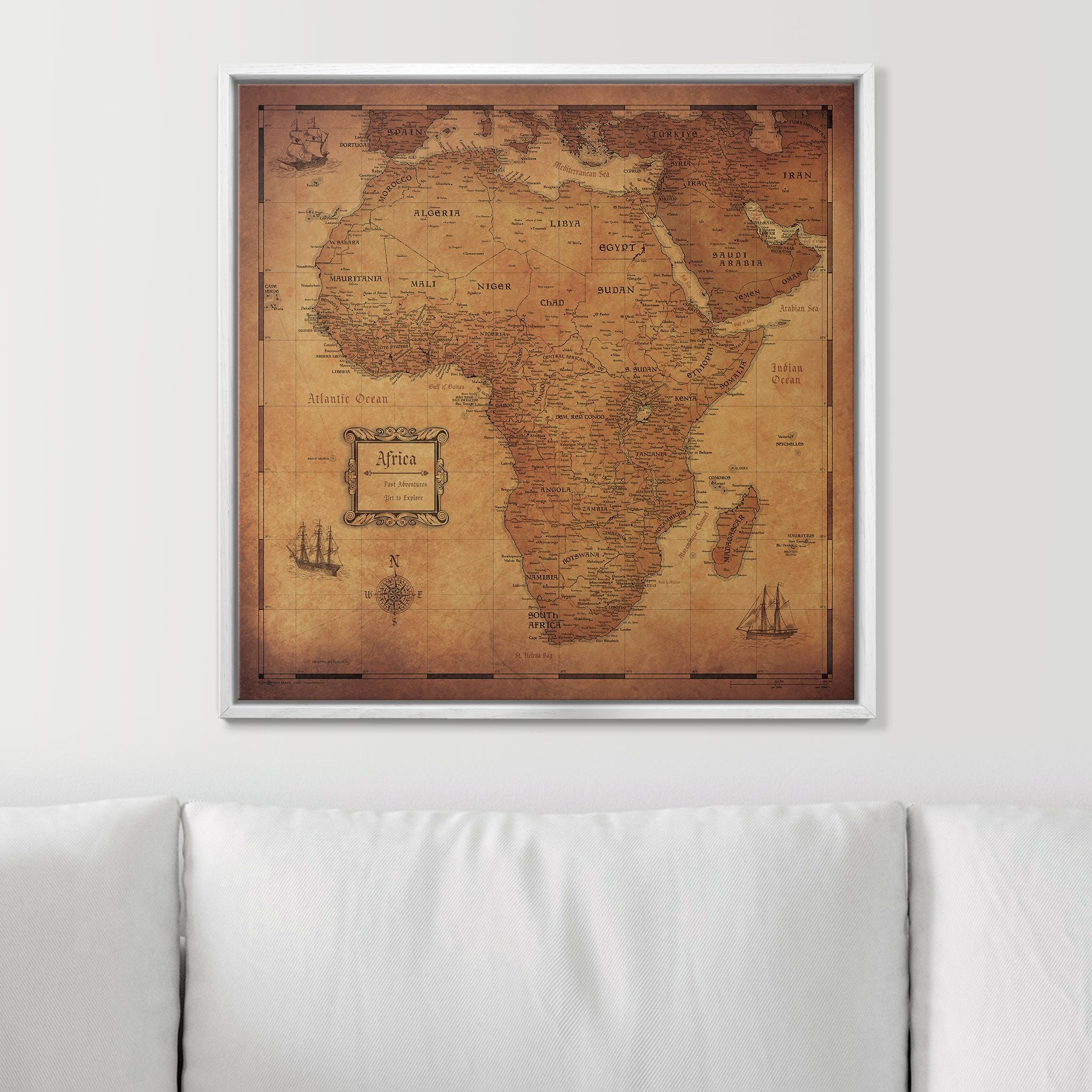 Push Pin Africa Map (Pin Board) - Golden Aged CM Pin Board