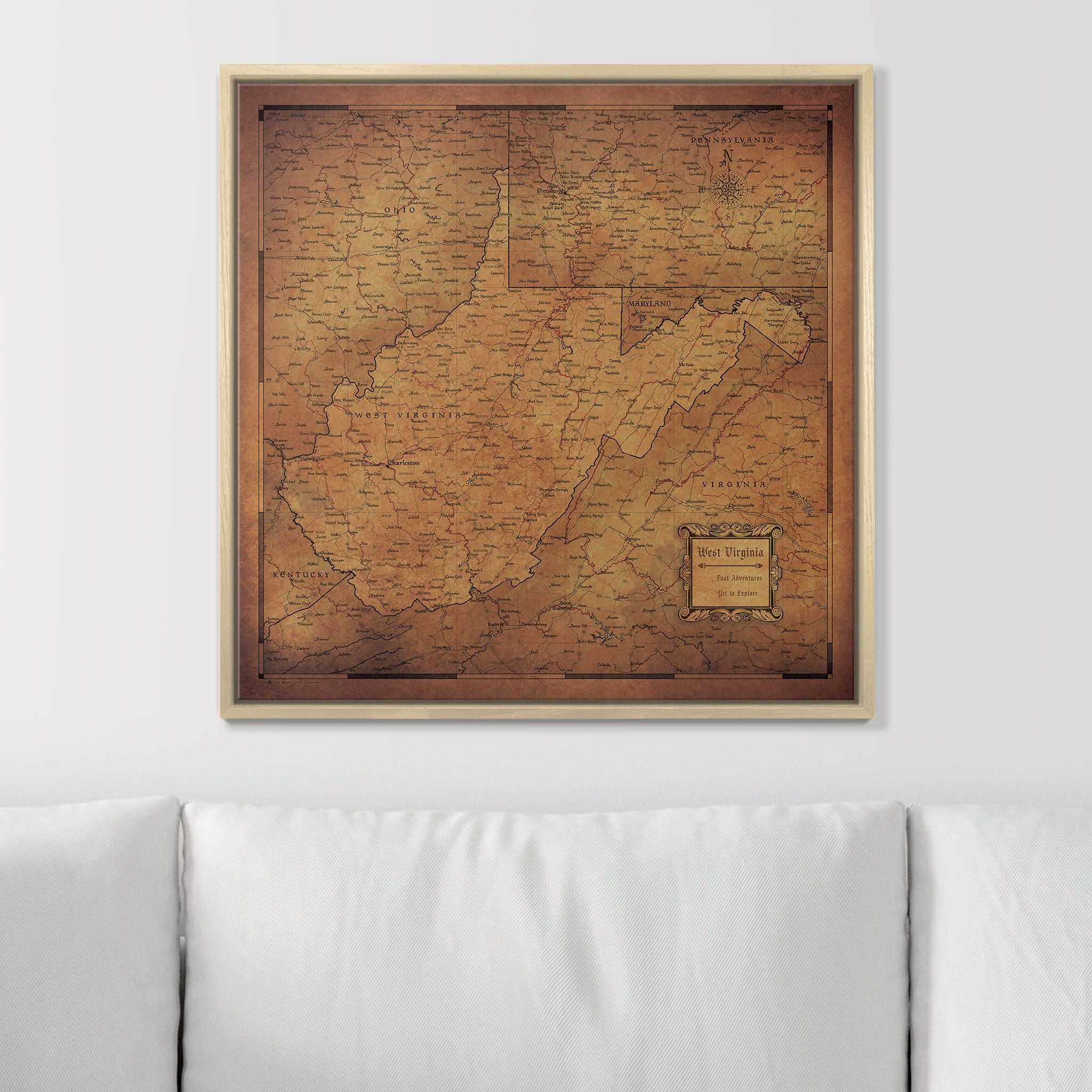 Push Pin West Virginia Map (Pin Board) - Golden Aged CM Pin Board