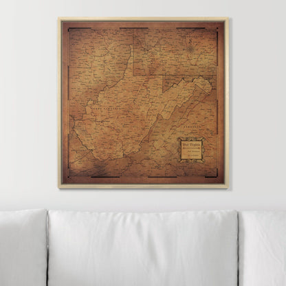 Push Pin West Virginia Map (Pin Board) - Golden Aged CM Pin Board