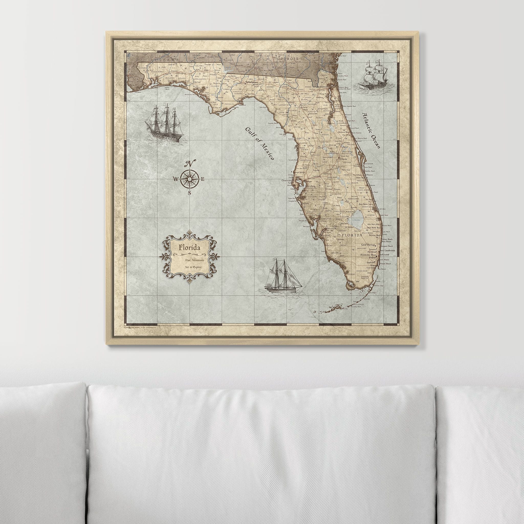 Push Pin Florida Map (Pin Board) - Rustic Vintage CM Pin Board