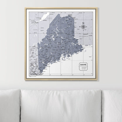 Push Pin Maine Map (Pin Board) - Dark Gray Color Splash CM Pin Board