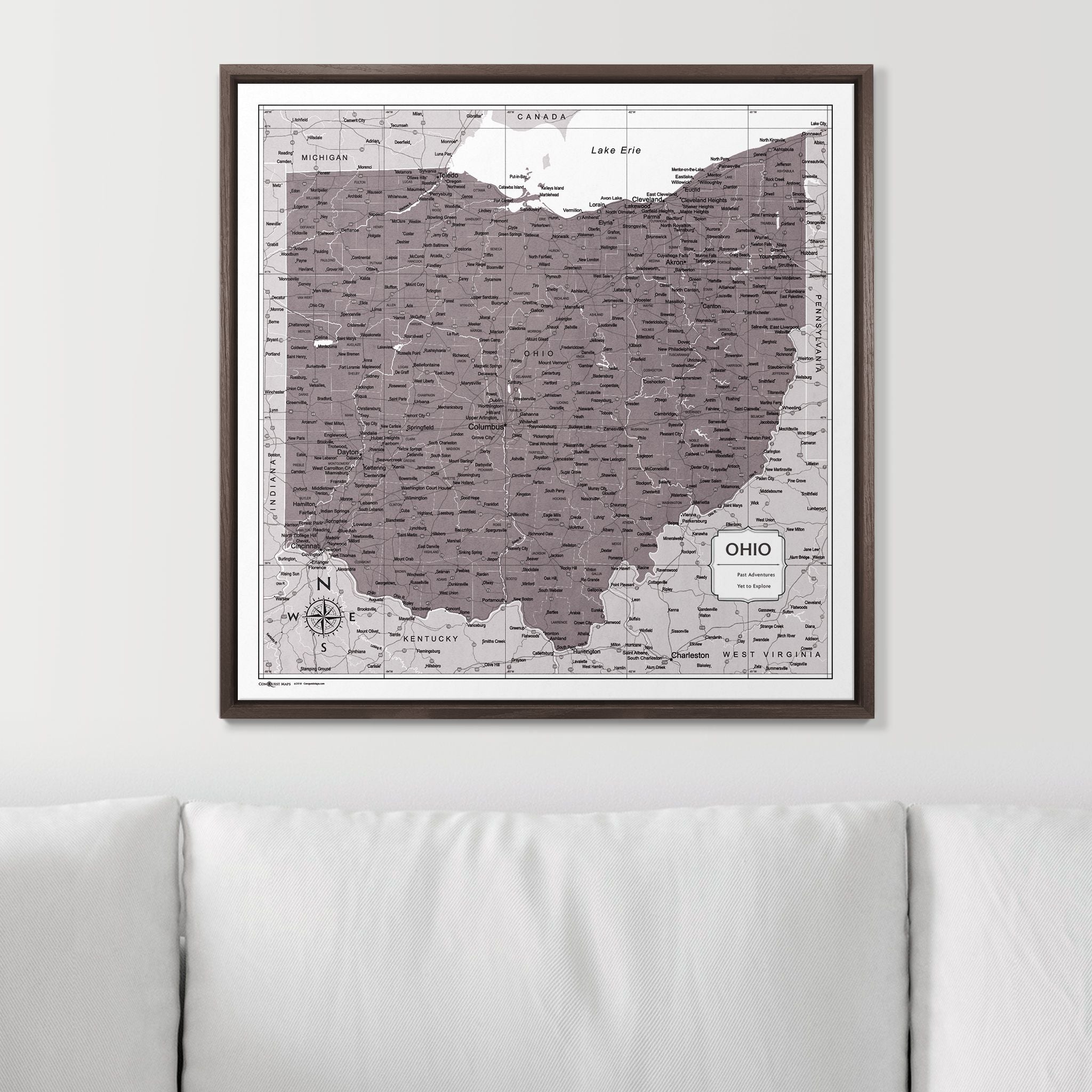 Push Pin Ohio Map (Pin Board) - Dark Brown Color Splash CM Pin Board