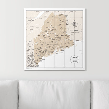 Push Pin Maine Map (Pin Board) - Light Brown Color Splash CM Pin Board