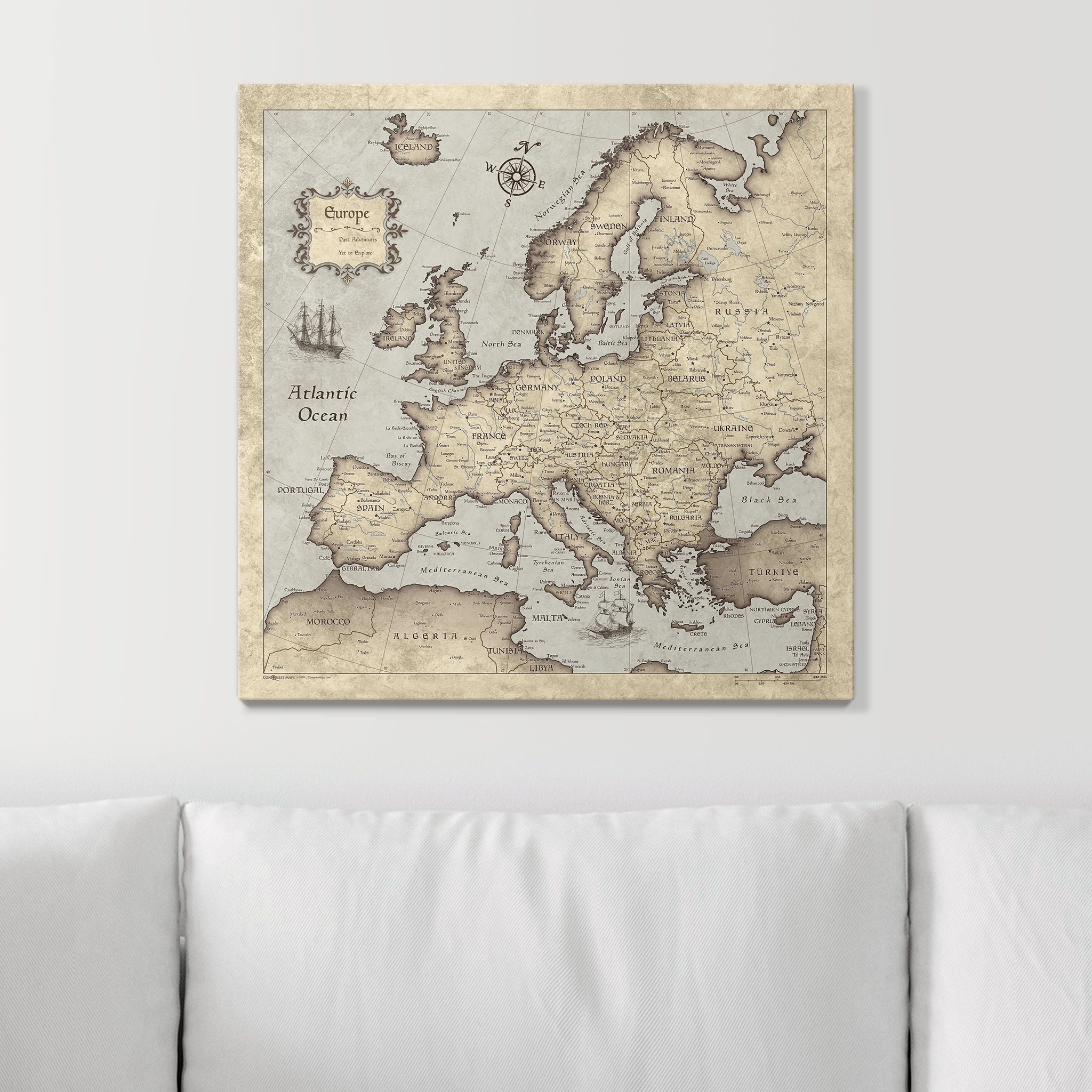 Push Pin Europe Map (Pin Board) - Rustic Vintage CM Pin Board