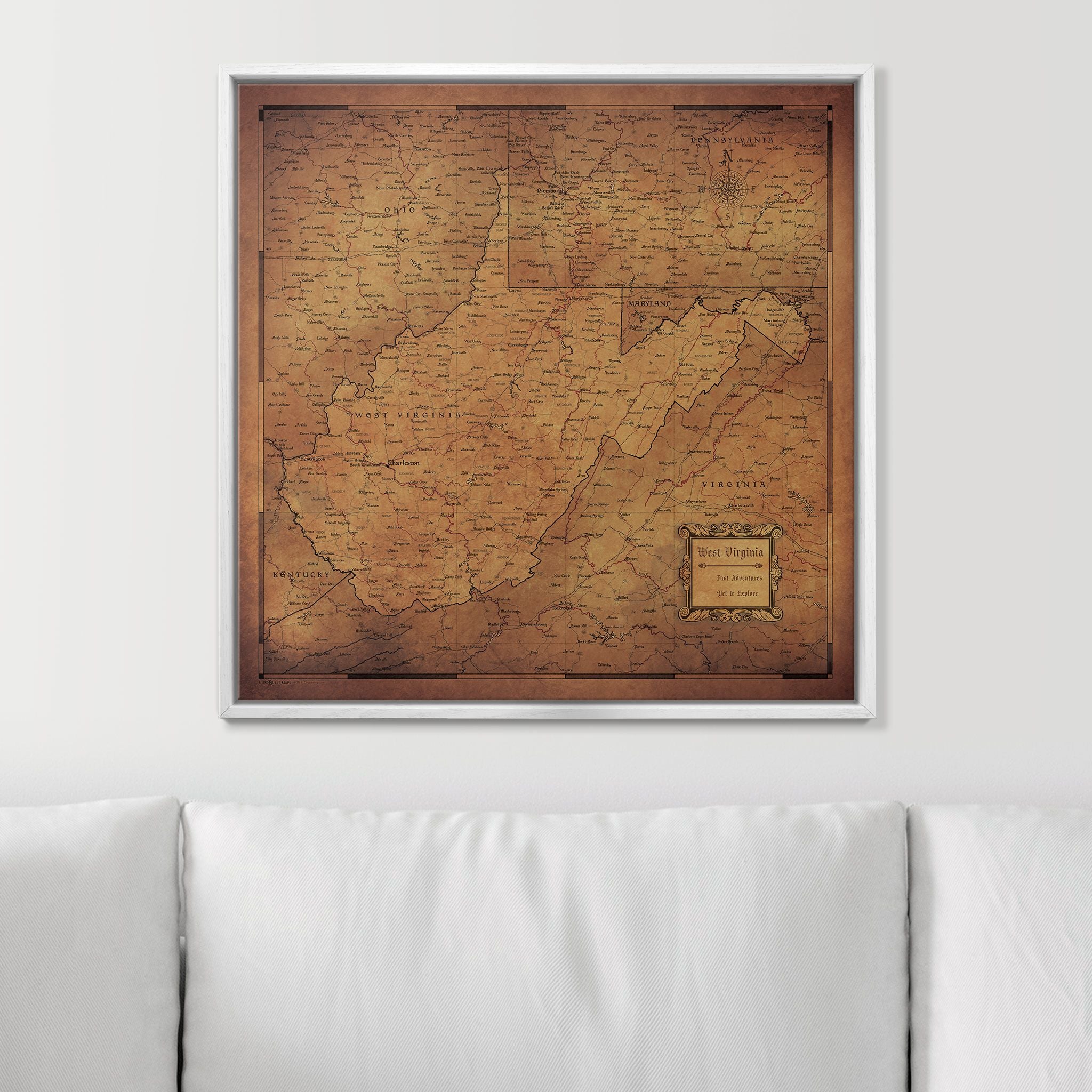 Push Pin West Virginia Map (Pin Board) - Golden Aged CM Pin Board