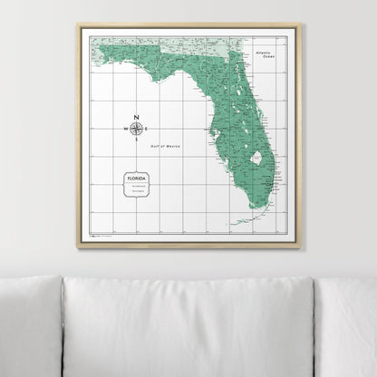 Push Pin Florida Map (Pin Board) - Green Color Splash CM Pin Board