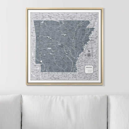 Push Pin Arkansas Map (Pin Board) - Dark Gray Color Splash CM Pin Board