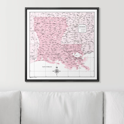 Push Pin Louisiana Map (Pin Board) - Pink Color Splash CM Pin Board