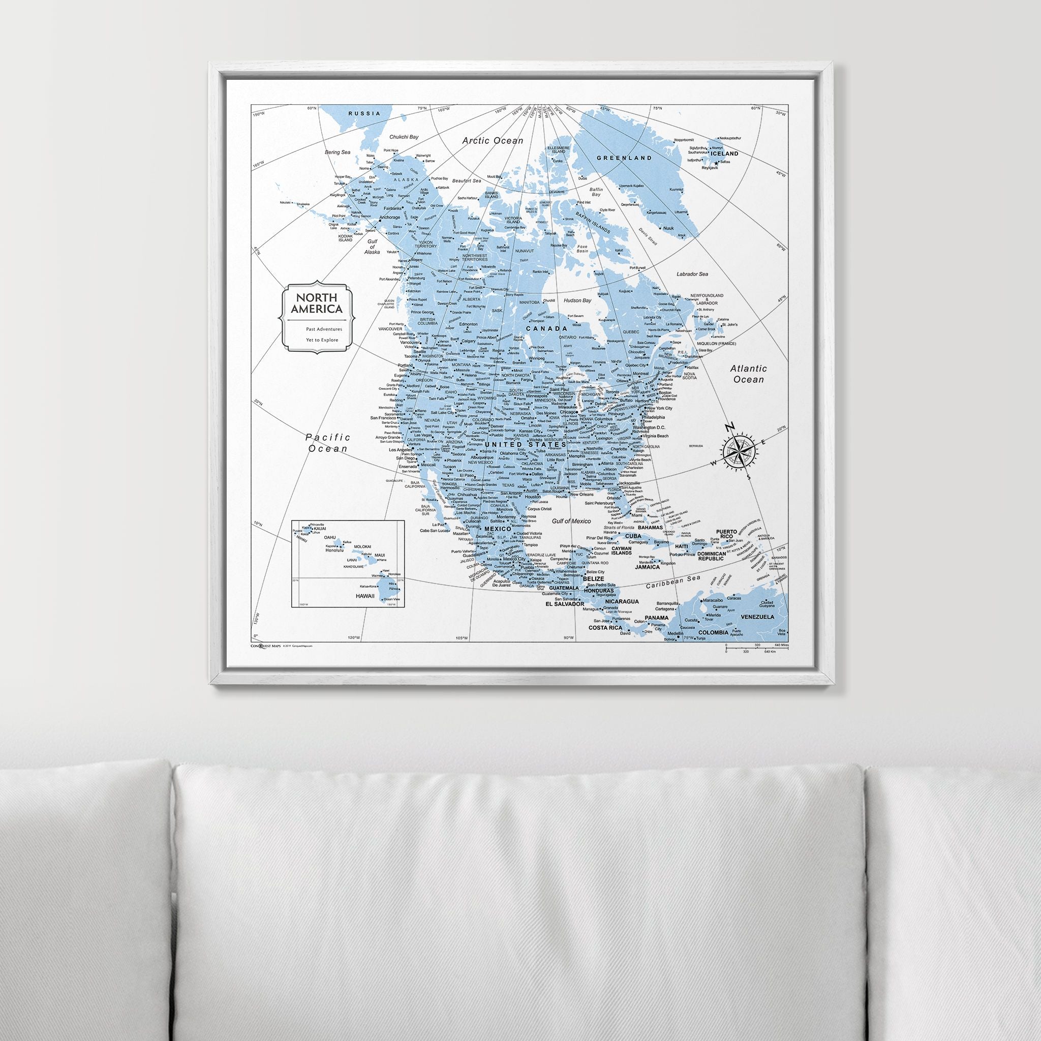 Push Pin North America Map (Pin Board) - Light Blue Color Splash CM Pin Board