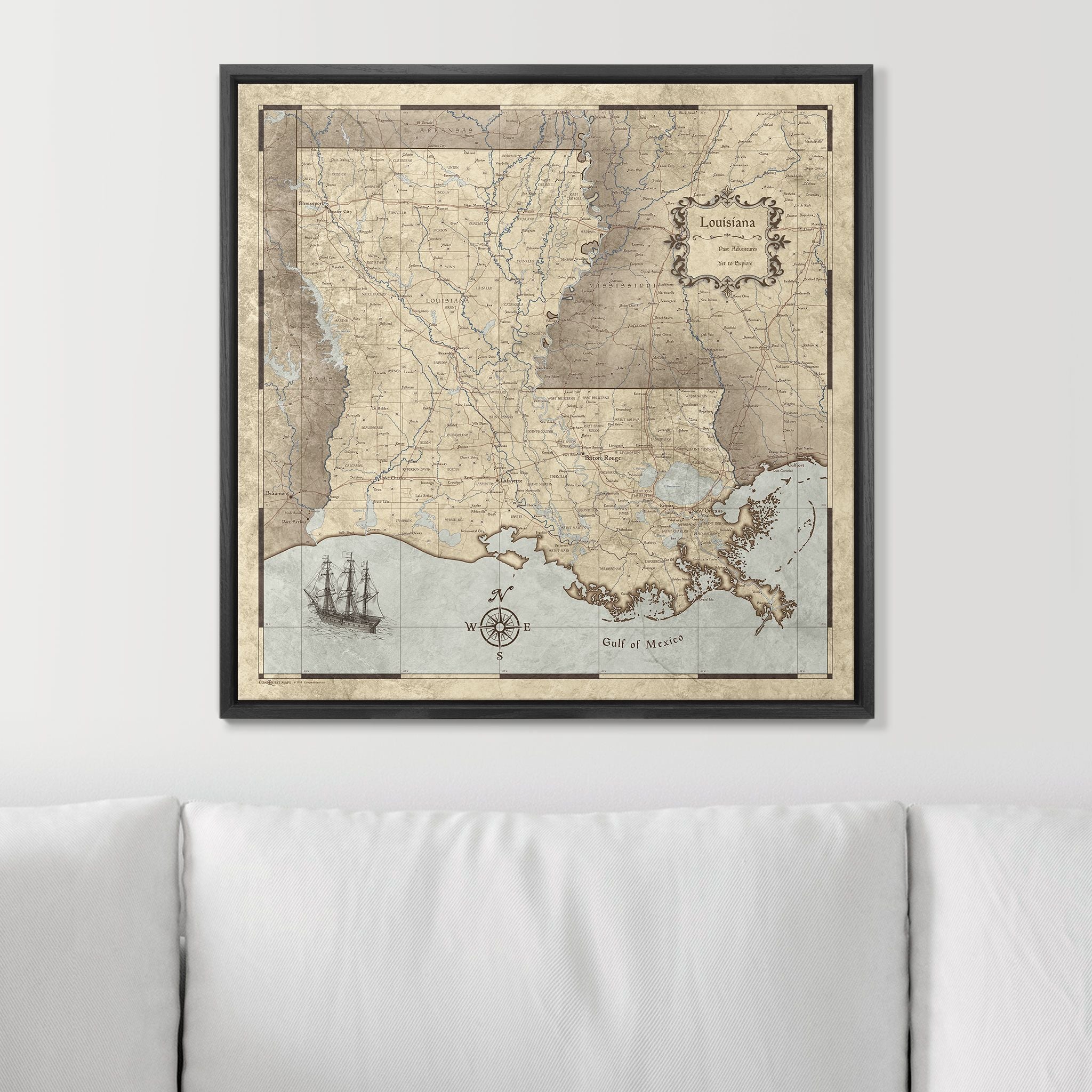 Push Pin Louisiana Map (Pin Board) - Rustic Vintage CM Pin Board