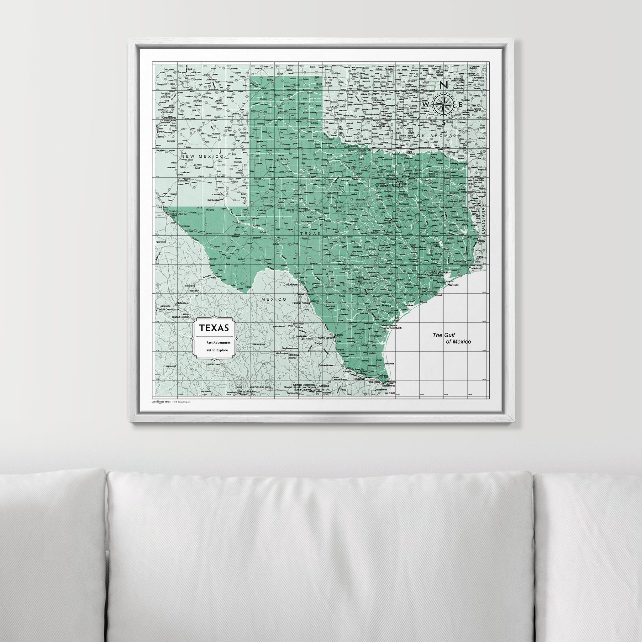 Push Pin Texas Map (Pin Board) - Green Color Splash CM Pin Board