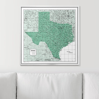 Push Pin Texas Map (Pin Board) - Green Color Splash CM Pin Board