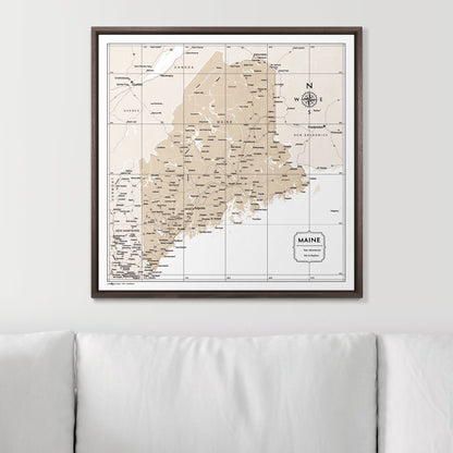 Push Pin Maine Map (Pin Board) - Light Brown Color Splash CM Pin Board