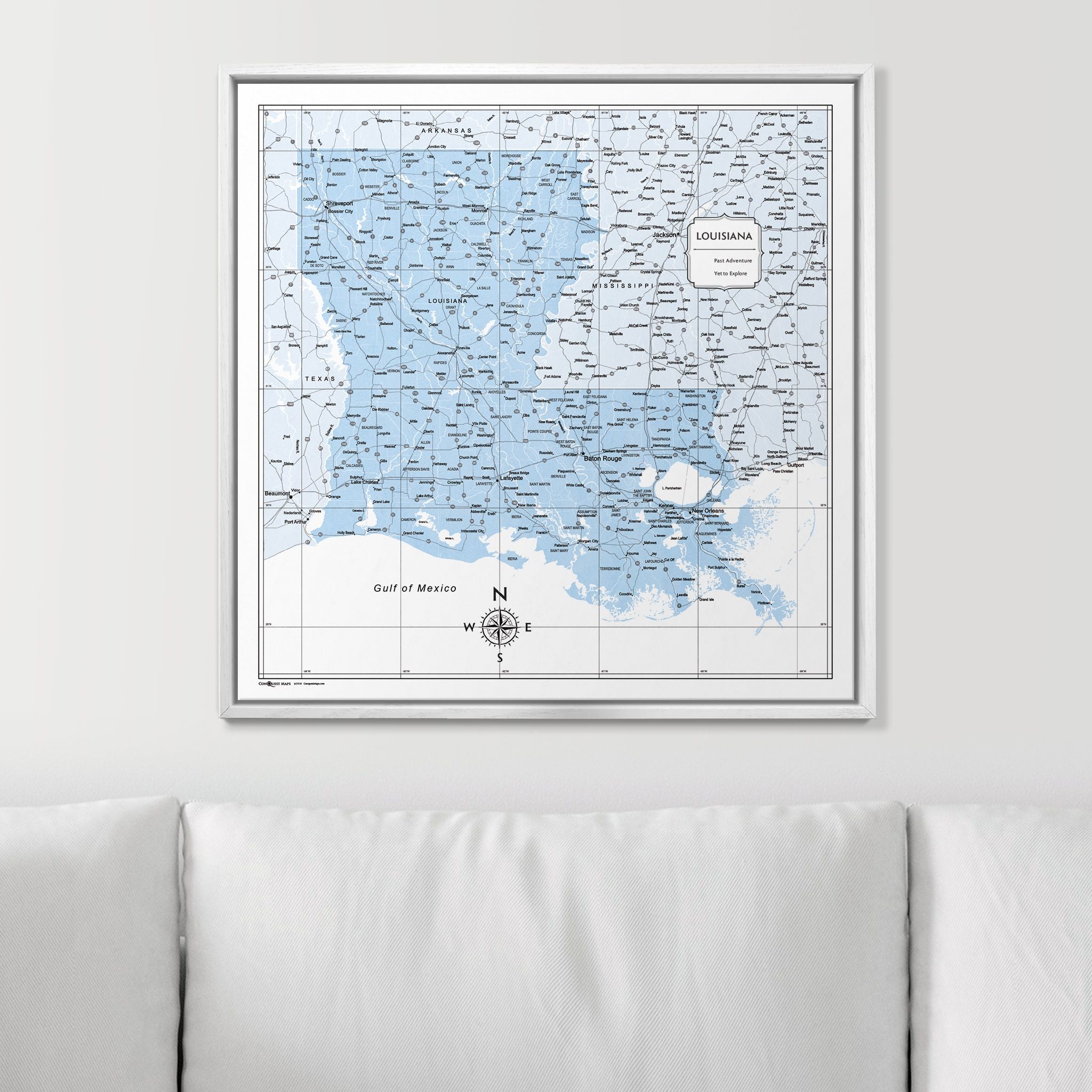 Push Pin Louisiana Map (Pin Board) - Light Blue Color Splash CM Pin Board