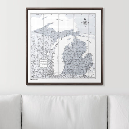 Push Pin Michigan Map (Pin Board) - Light Gray Color Splash CM Pin Board