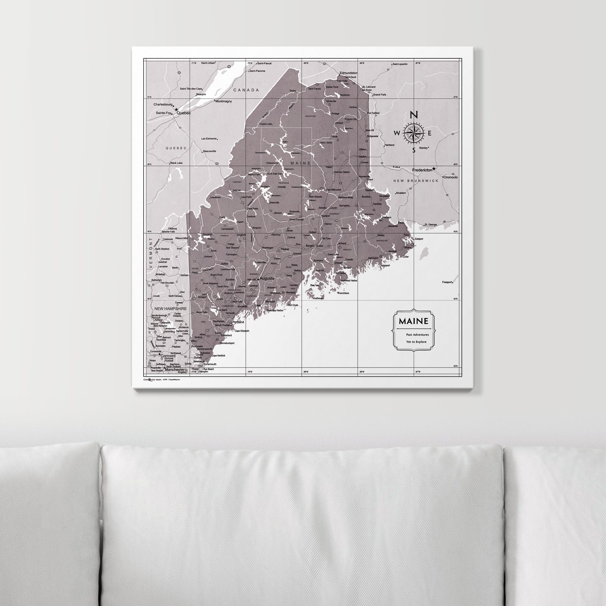 Push Pin Maine Map (Pin Board) - Dark Brown Color Splash CM Pin Board