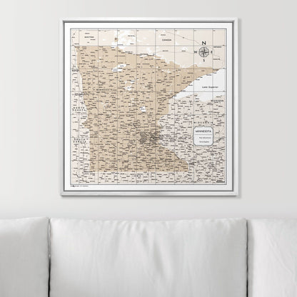 Push Pin Minnesota Map (Pin Board) - Light Brown Color Splash CM Pin Board