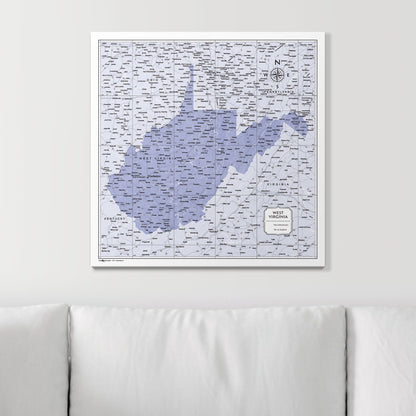 Push Pin West Virginia Map (Pin Board) - Purple Color Splash CM Pin Board