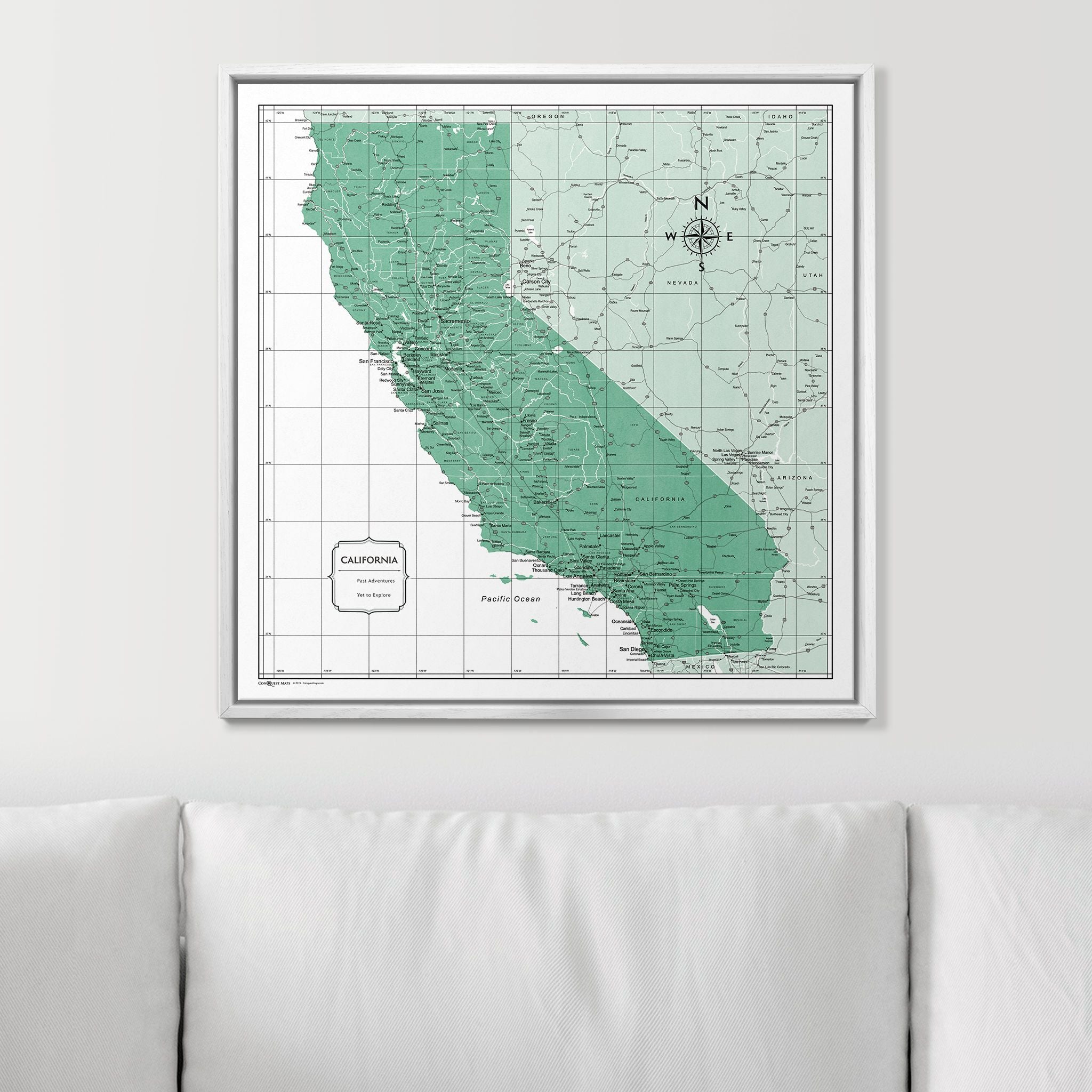 Push Pin California Map (Pin Board) - Green Color Splash CM Pin Board