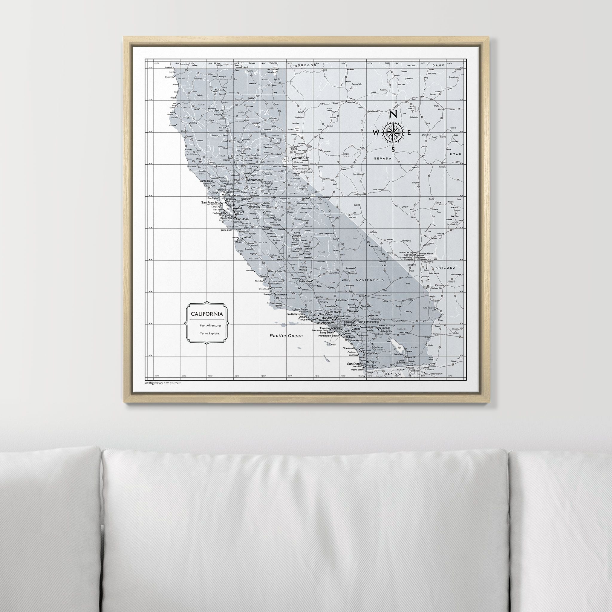 Push Pin California Map (Pin Board) - Light Gray Color Splash CM Pin Board