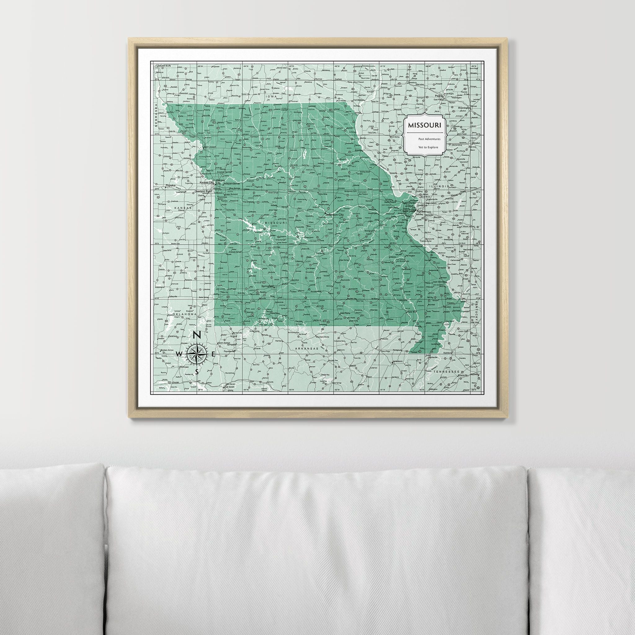 Push Pin Missouri Map (Pin Board) - Green Color Splash CM Pin Board