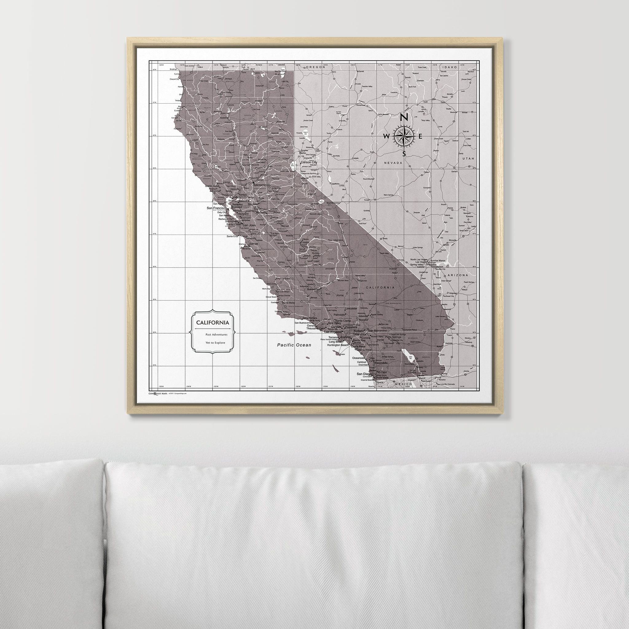 Push Pin California Map (Pin Board) - Dark Brown Color Splash CM Pin Board