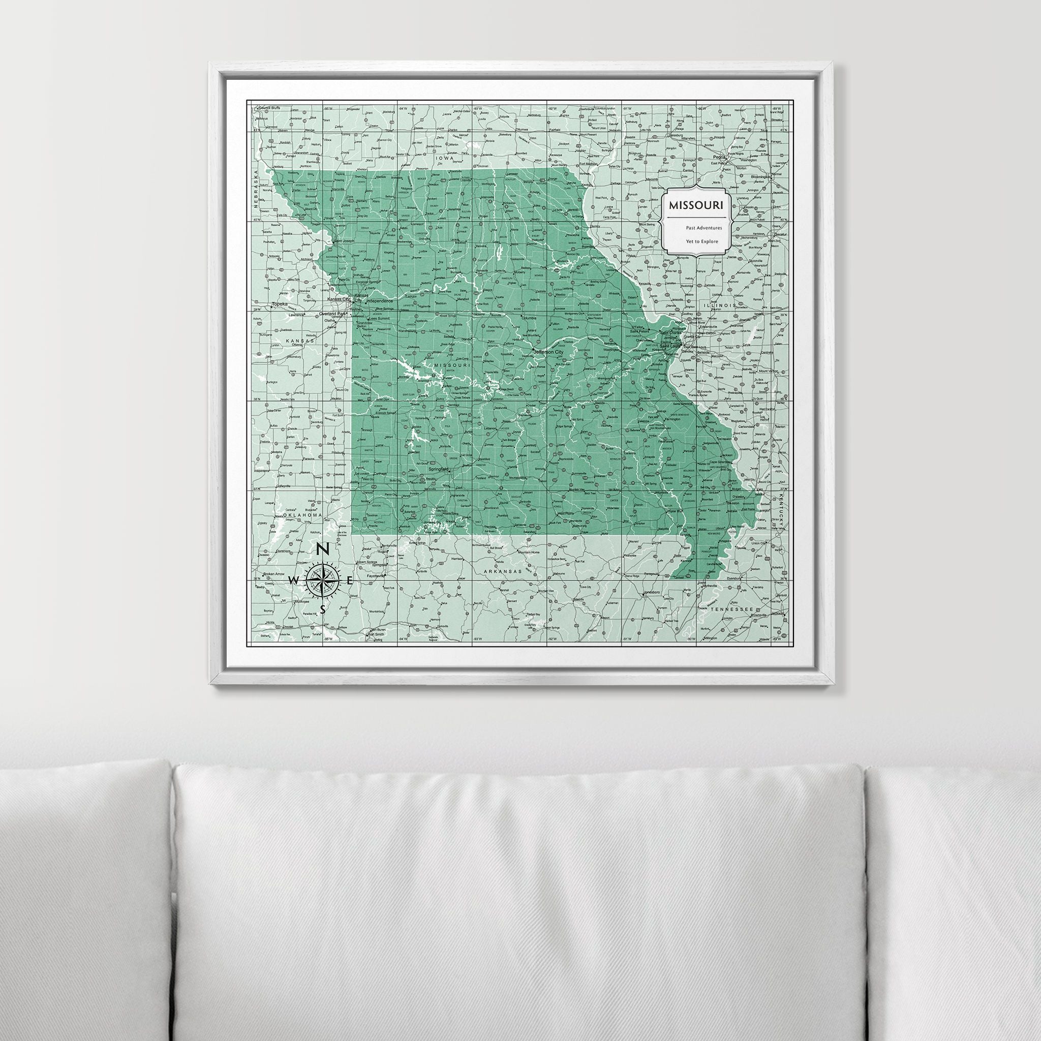 Push Pin Missouri Map (Pin Board) - Green Color Splash CM Pin Board