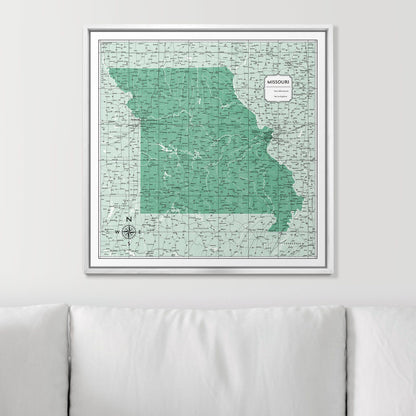 Push Pin Missouri Map (Pin Board) - Green Color Splash CM Pin Board