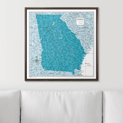 Push Pin Georgia Map (Pin Board) - Teal Color Splash CM Pin Board