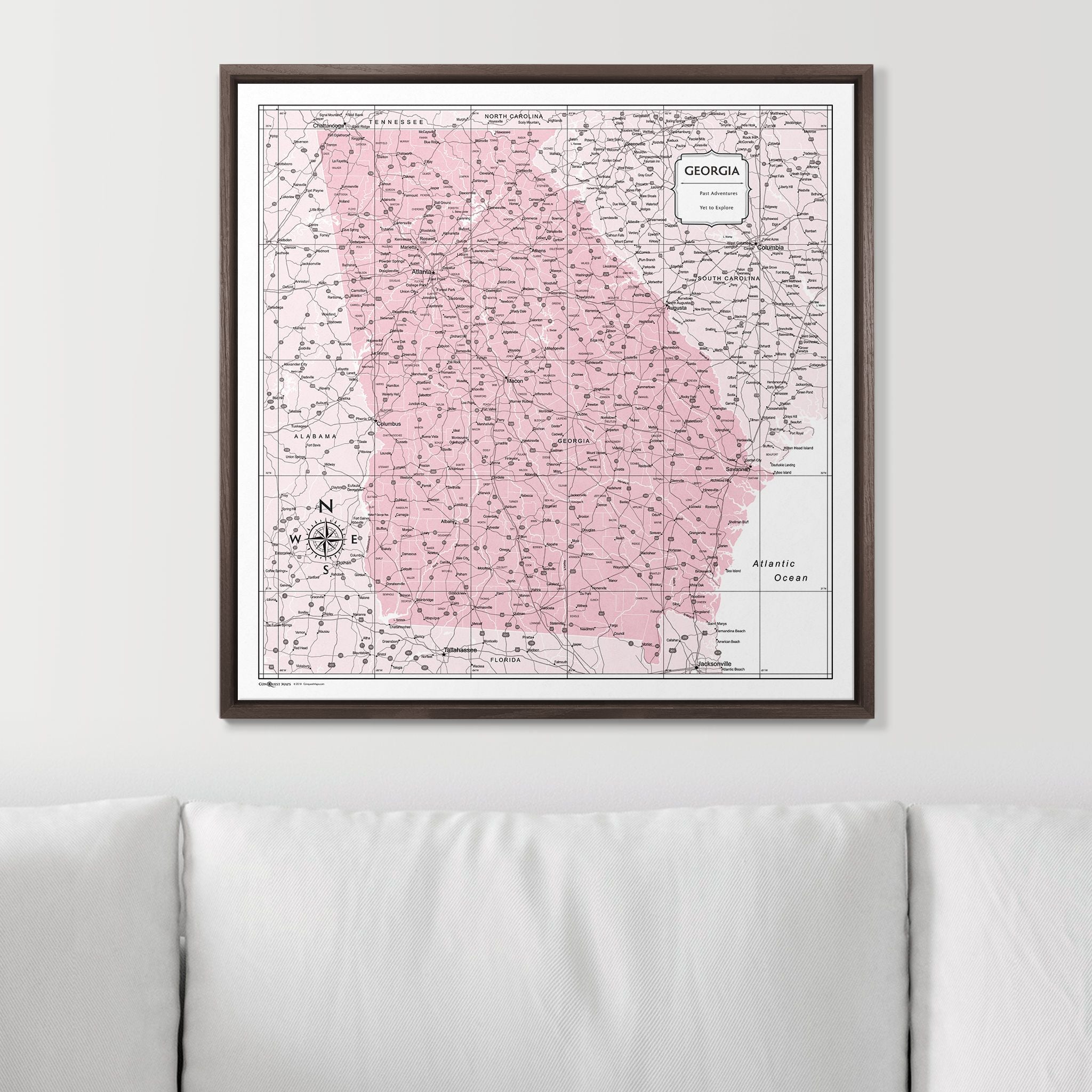 Push Pin Georgia Map (Pin Board) - Pink Color Splash CM Pin Board