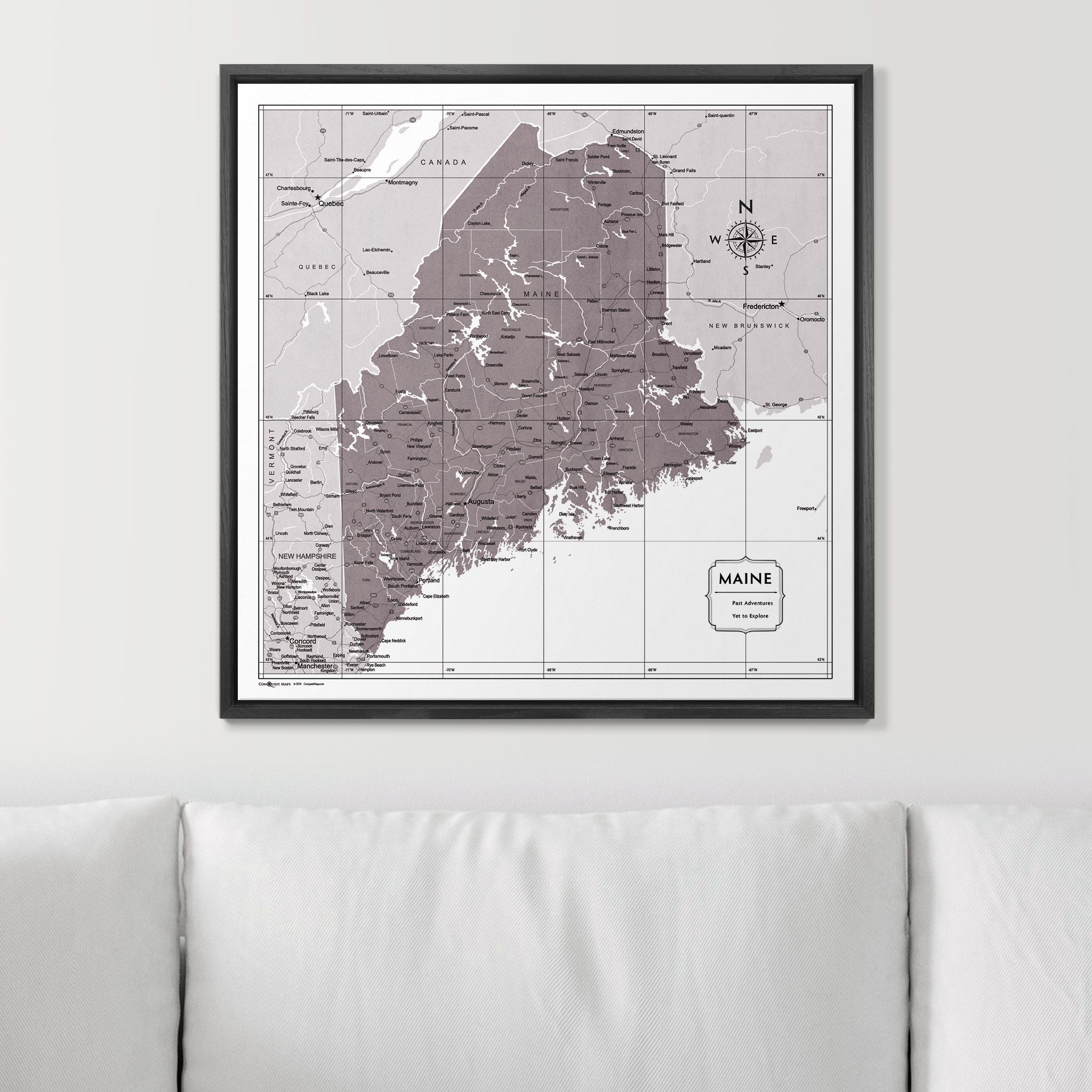 Push Pin Maine Map (Pin Board) - Dark Brown Color Splash CM Pin Board