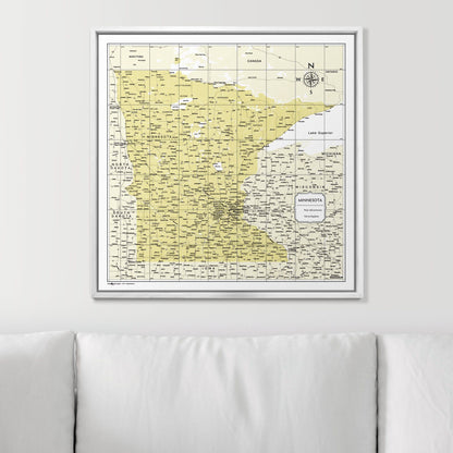 Push Pin Minnesota Map (Pin Board) - Yellow Color Splash CM Pin Board