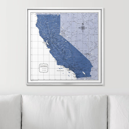 Push Pin California Map (Pin Board) - Navy Color Splash CM Pin Board