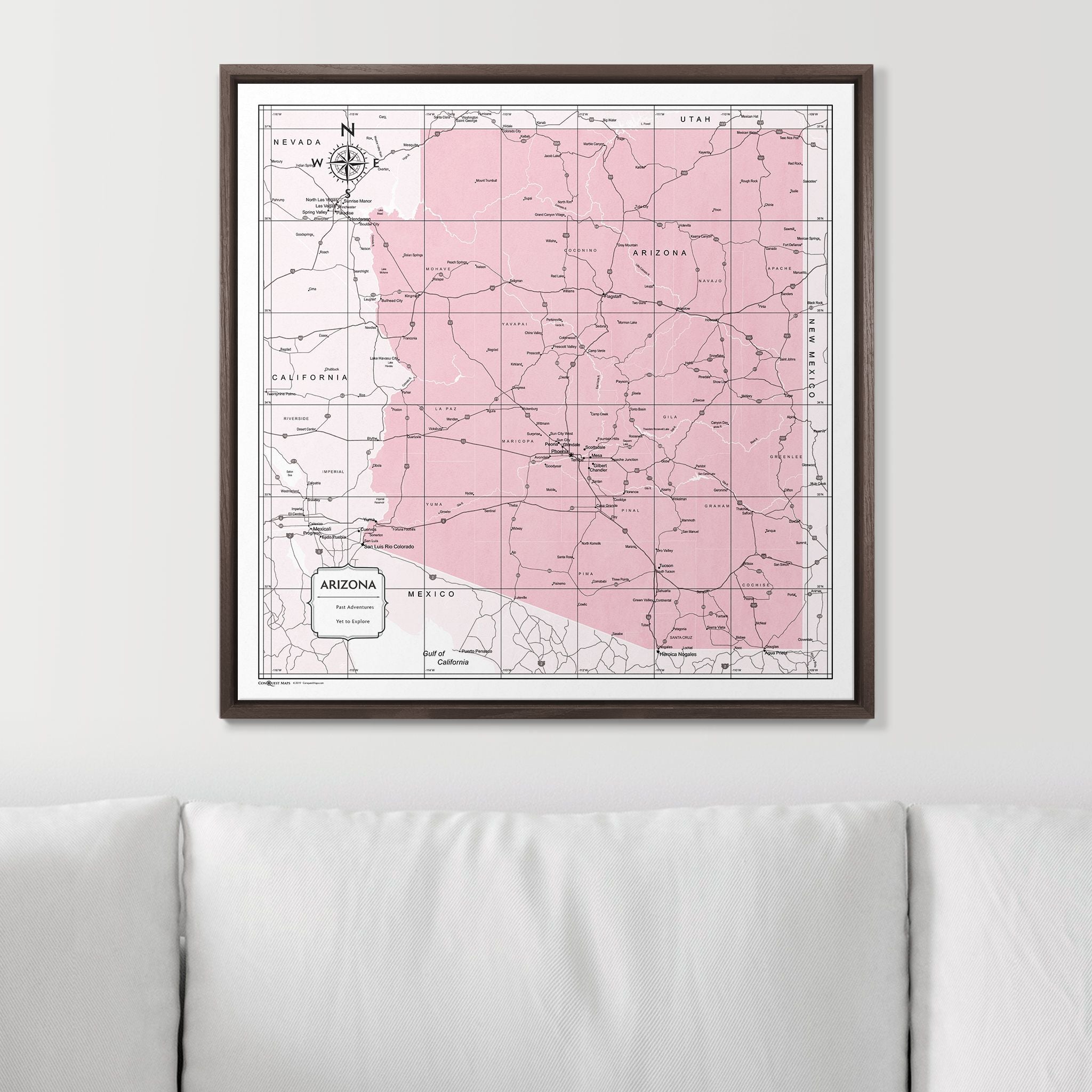 Push Pin Arizona Map (Pin Board) - Pink Color Splash CM Pin Board