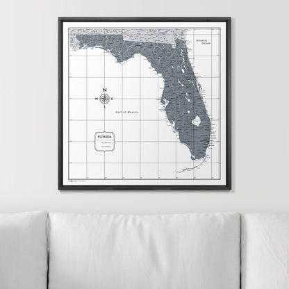 Push Pin Florida Map (Pin Board) - Dark Gray Color Splash CM Pin Board