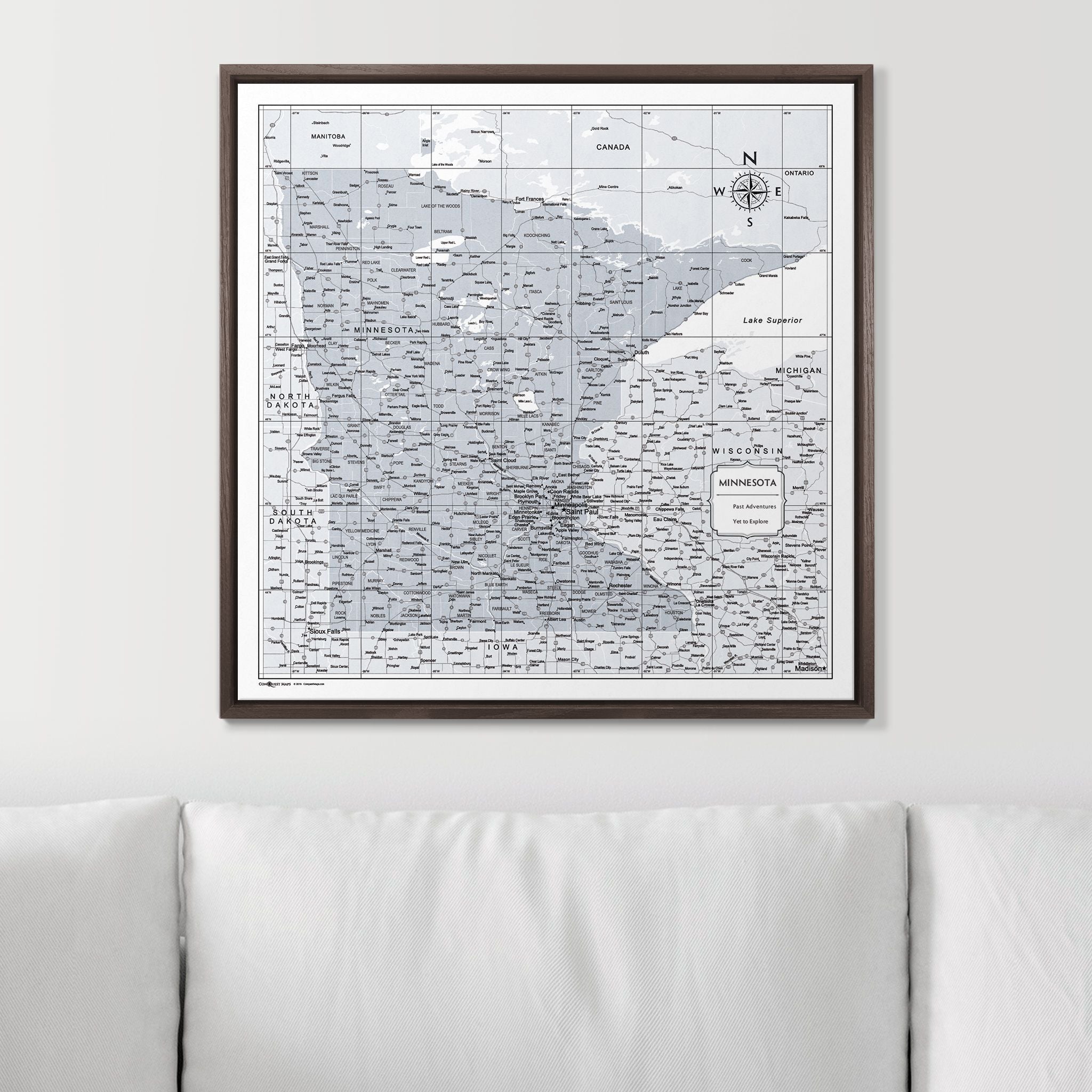 Push Pin Minnesota Map (Pin Board) - Light Gray Color Splash CM Pin Board