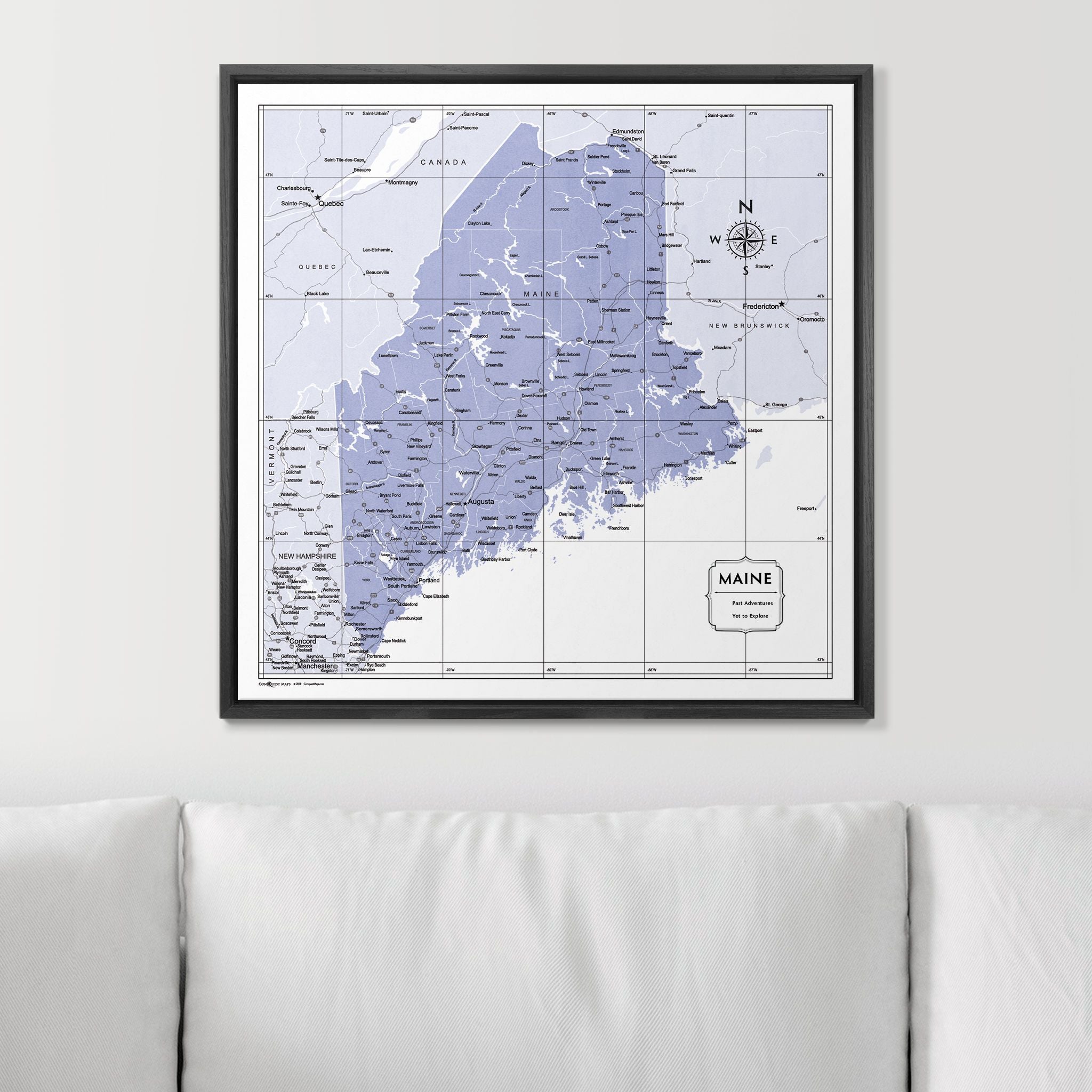 Push Pin Maine Map (Pin Board) - Purple Color Splash CM Pin Board