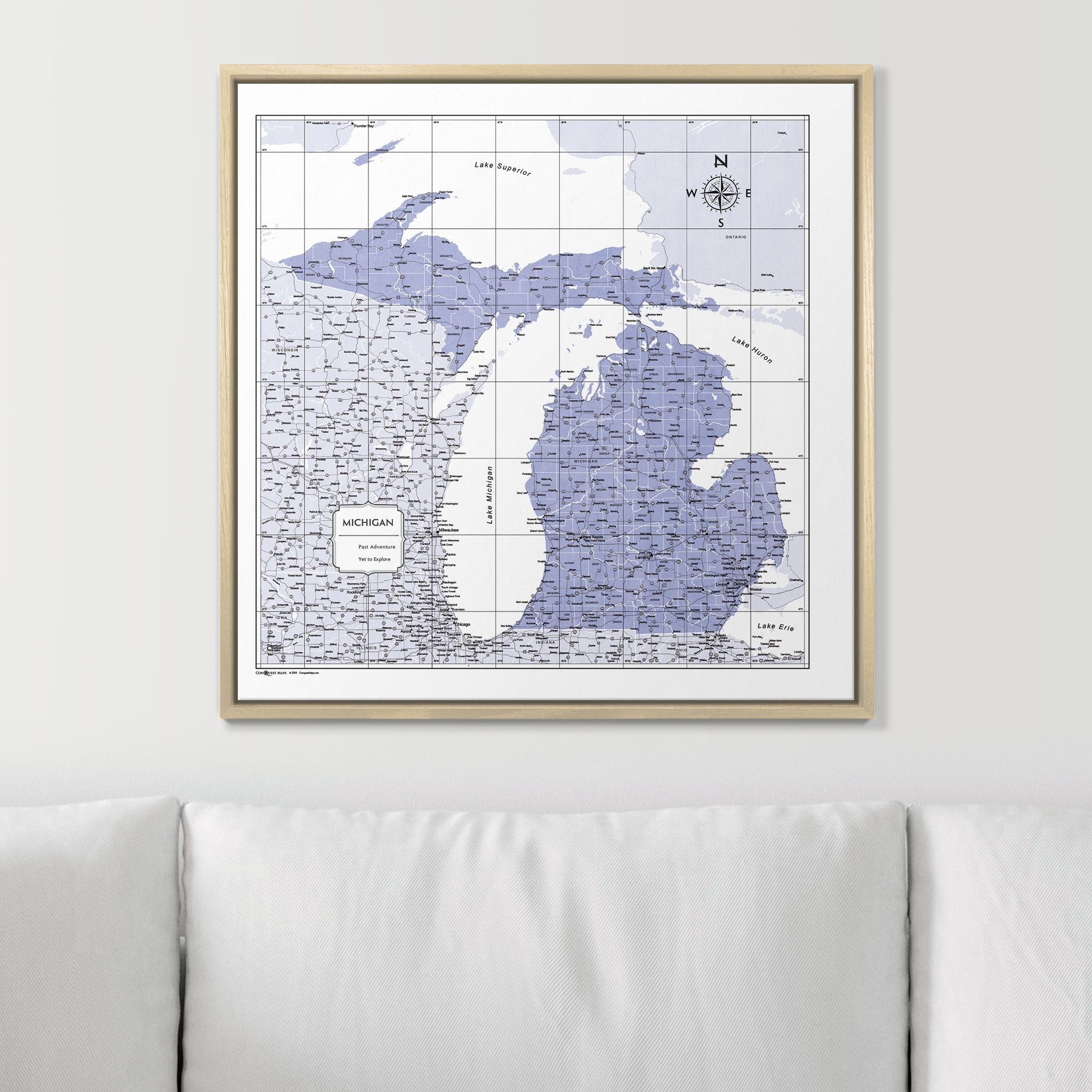 Push Pin Michigan Map (Pin Board) - Purple Color Splash CM Pin Board