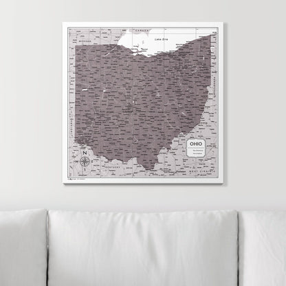 Push Pin Ohio Map (Pin Board) - Dark Brown Color Splash CM Pin Board