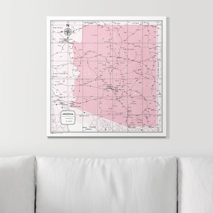 Push Pin Arizona Map (Pin Board) - Pink Color Splash CM Pin Board