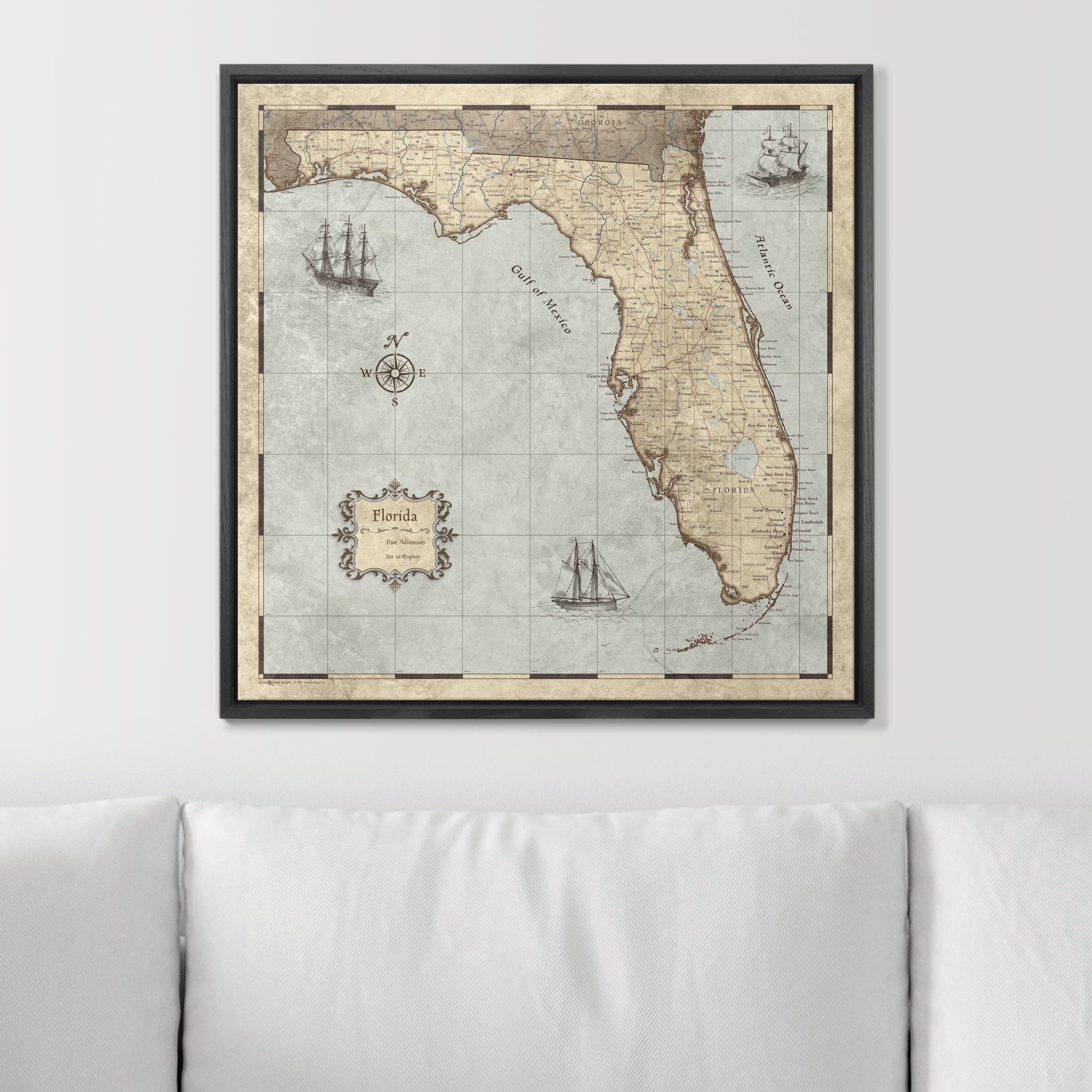 Push Pin Florida Map (Pin Board) - Rustic Vintage CM Pin Board