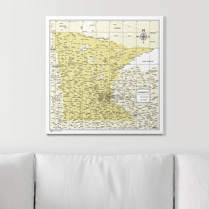 Push Pin Minnesota Map (Pin Board) - Yellow Color Splash CM Pin Board