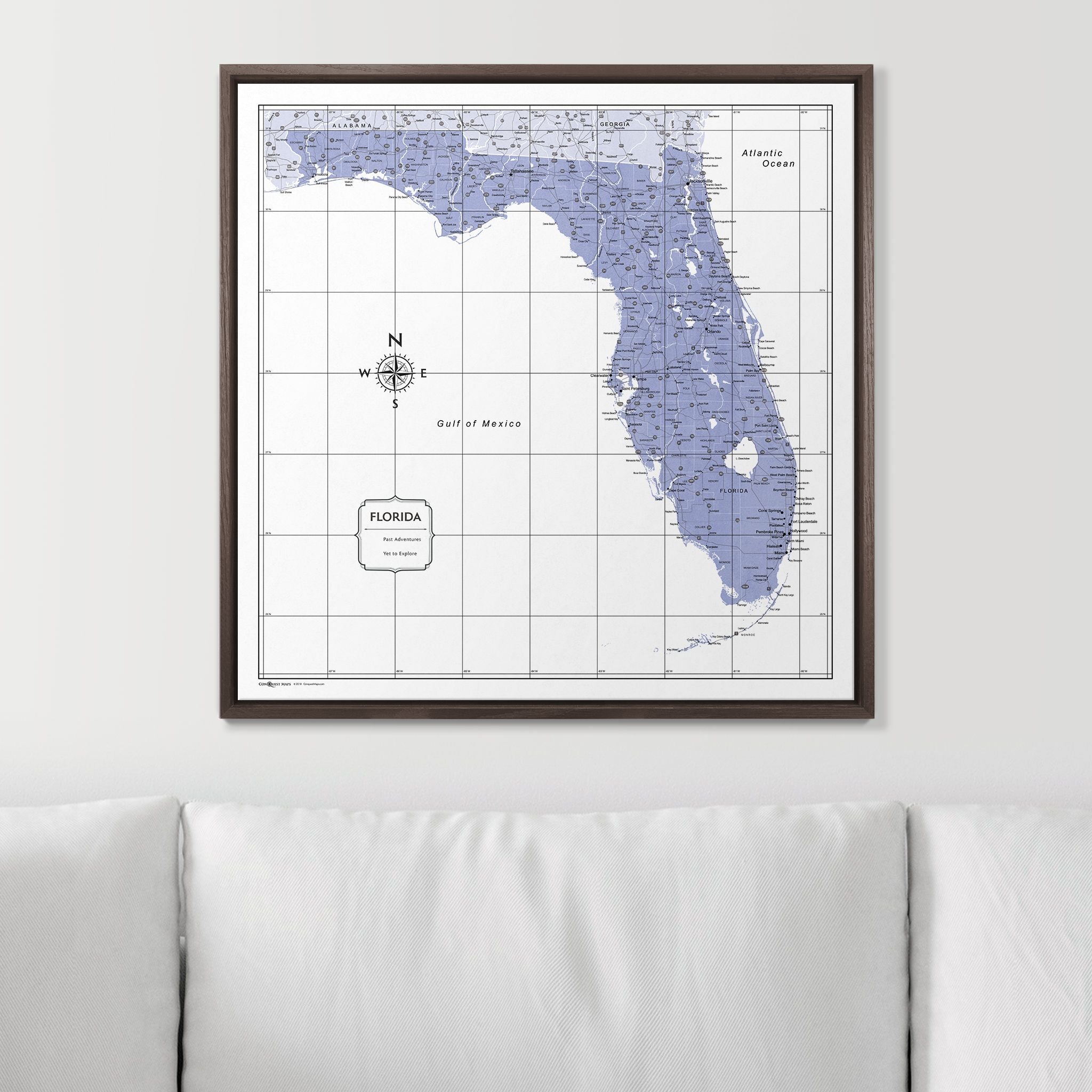 Push Pin Florida Map (Pin Board) - Purple Color Splash CM Pin Board