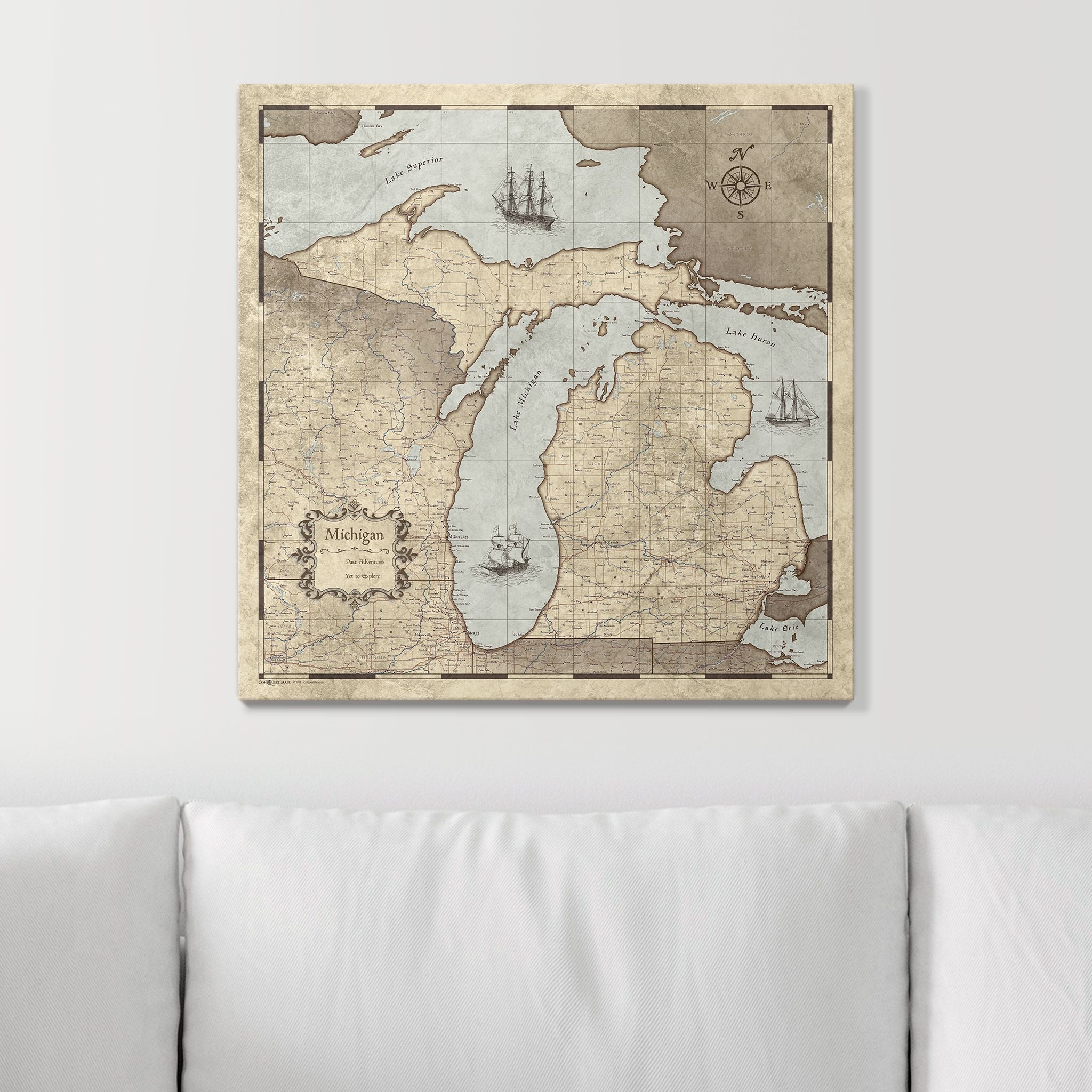 Push Pin Michigan Map (Pin Board) - Rustic Vintage CM Pin Board