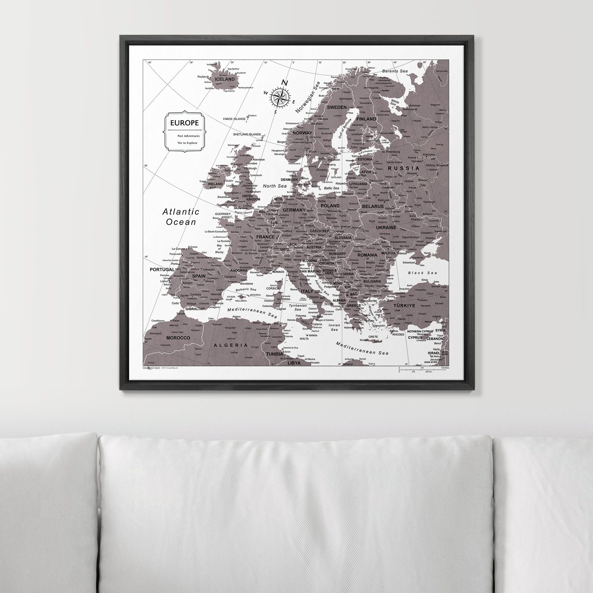 Push Pin Europe Map (Pin Board) - Dark Brown Color Splash CM Pin Board