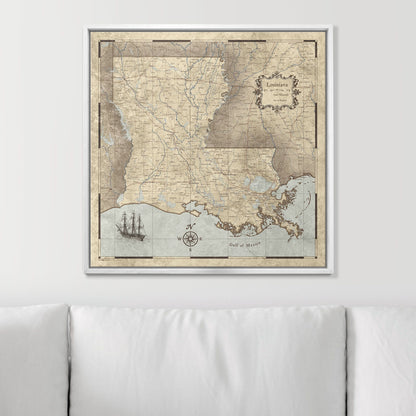 Push Pin Louisiana Map (Pin Board) - Rustic Vintage CM Pin Board