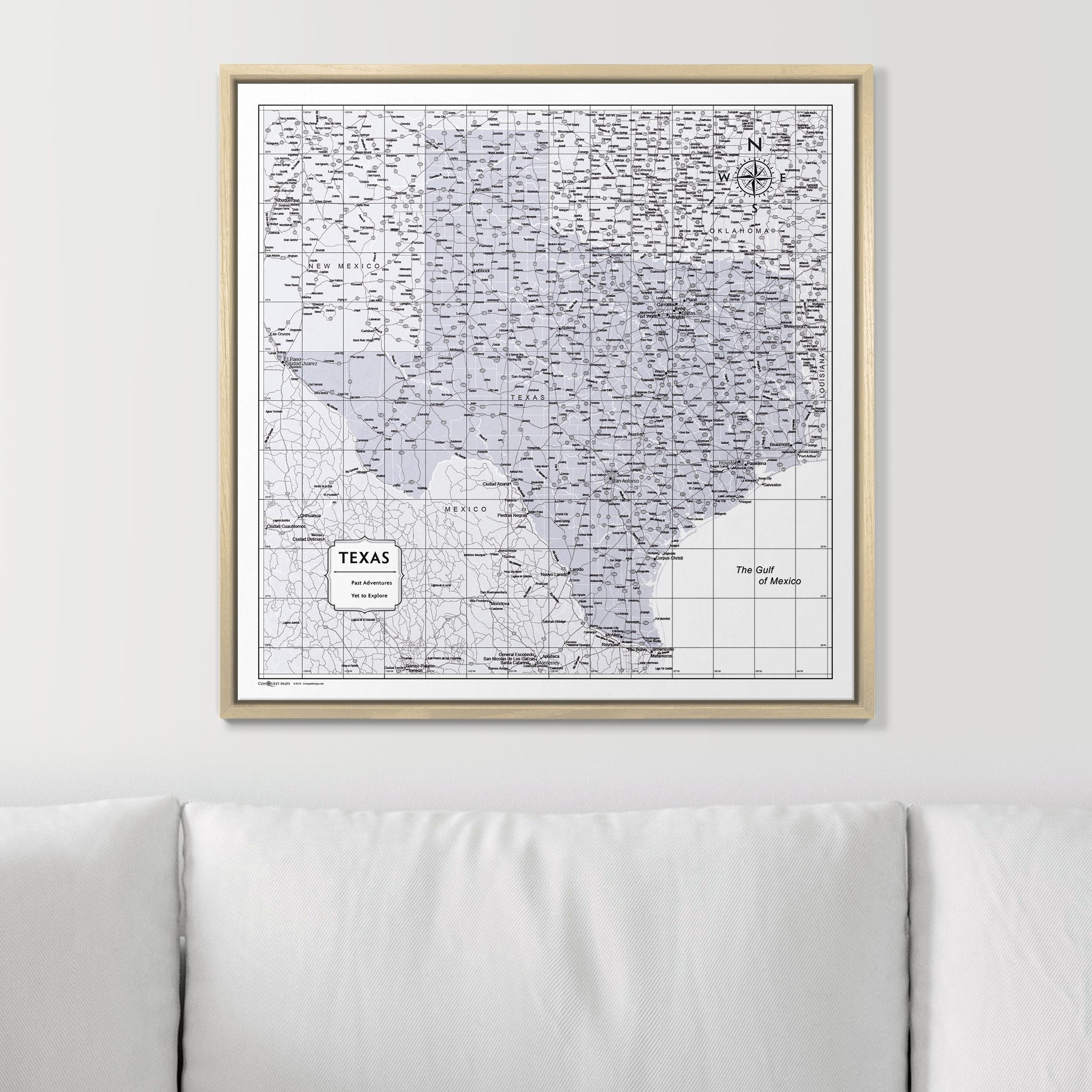 Push Pin Texas Map (Pin Board) - Light Gray Color Splash CM Pin Board